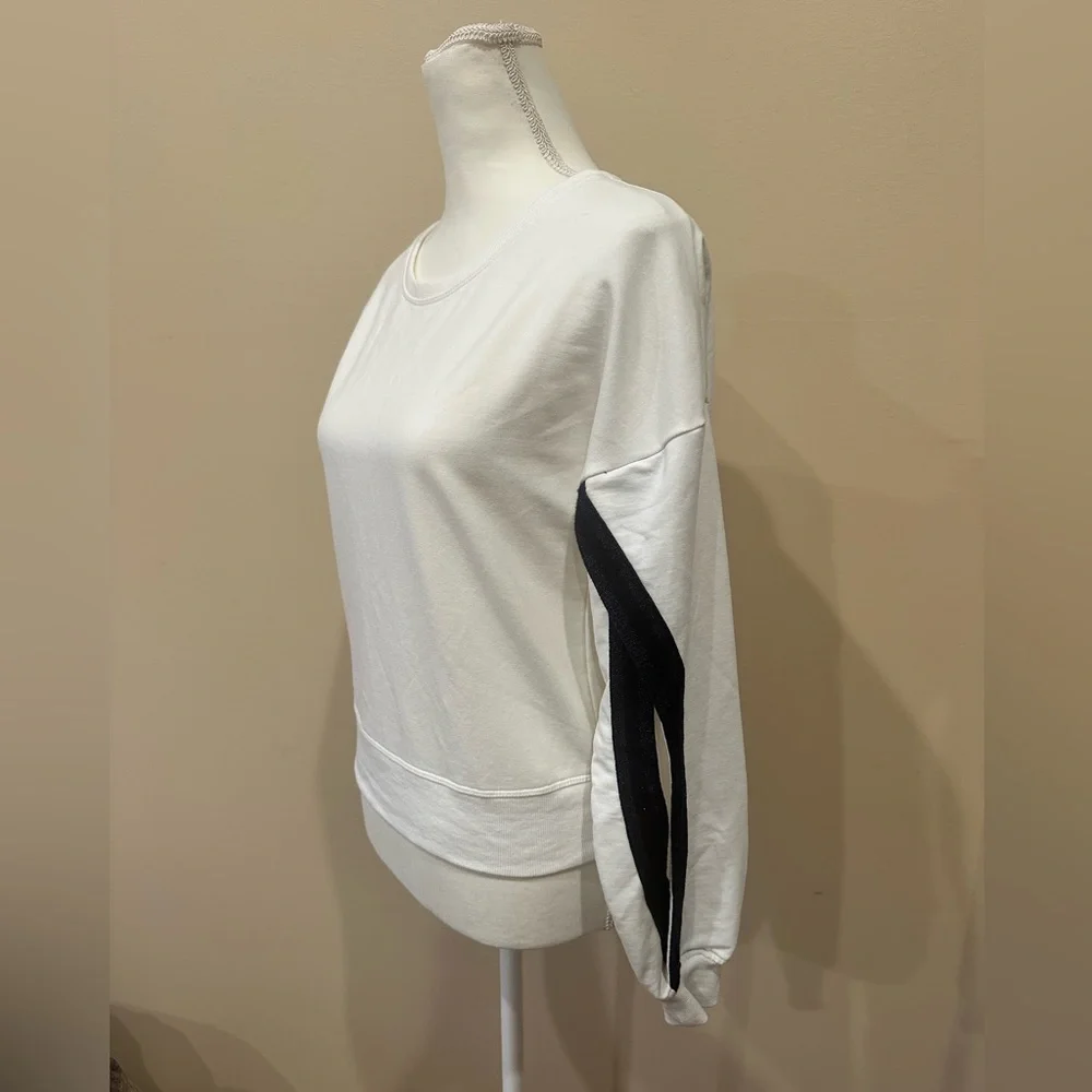 Sundays Open Sleeve Contrast Stripe Sweatshirt White Size 0 XS